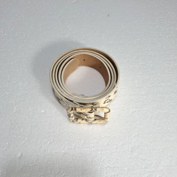 J. Crew Cream Snake-Print Leather Women's Belt Size S - Picture 2 of 11